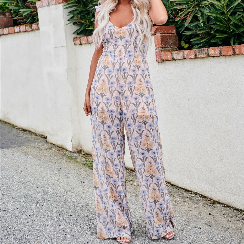 NanaMacs Mauve Pink Floral Jumpsuit